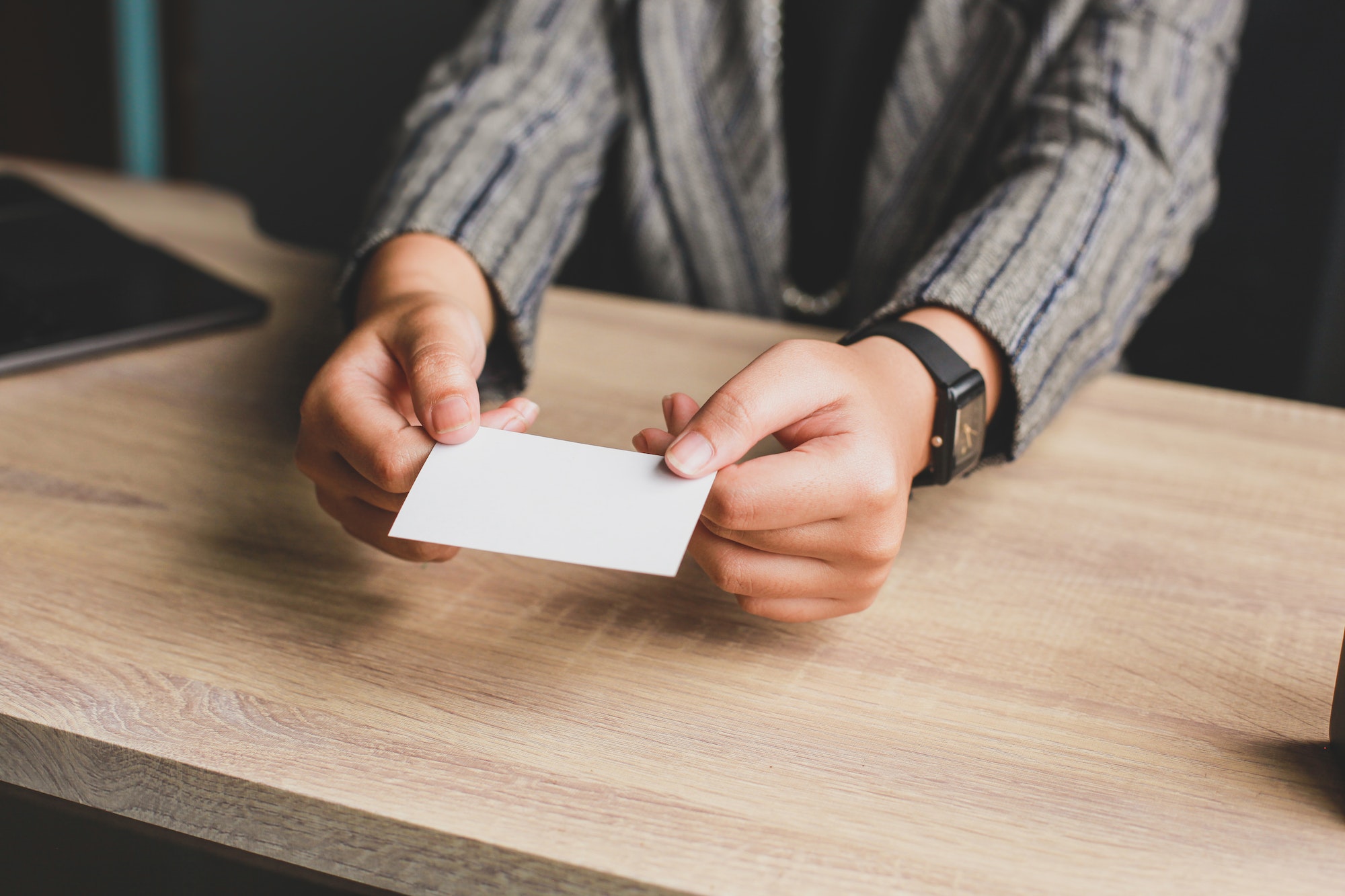 Business Woman Giving Name Card